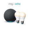 imageRing Smart Lighting  A19 Bulb White 2pack bundle with Allnew Echo 4th Gen  CharcoalA19 Smart Bulb 2pk  Echo 4th Gen