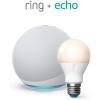 imageAllnew Echo 4th Gen  Glacier White  bundle with Ring A19 Smart LED Bulb