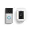 imageAllnew Ring Battery Doorbell with Ring Spotlight Cam Plus Battery WhiteSatin Nickel