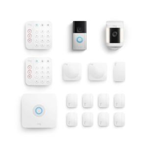 imageAllnew Ring Battery Doorbell Plus with Ring Spotlight Cam Plus White and Ring Alarm 14Piece White