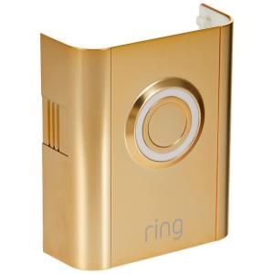 imageRing Interchangeable Faceplate for Doorbells  Video Doorbell 3 Video Doorbell 3 Plus Video Doorbell 4 Battery Doorbell Plus Battery Doorbell Pro  Smooth Black08 Gold Metal