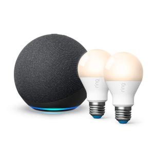 imageRing Smart Lighting  A19 Bulb White 2pack bundle with Allnew Echo 4th Gen  CharcoalA19 Smart Bulb 2pk  Echo 4th Gen