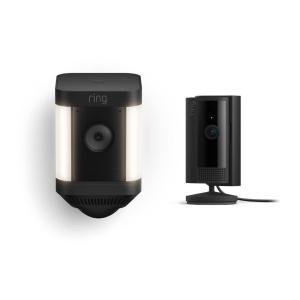 imageRing Spotlight Cam Plus Battery Black with Allnew Ring Indoor Cam BlackBlack