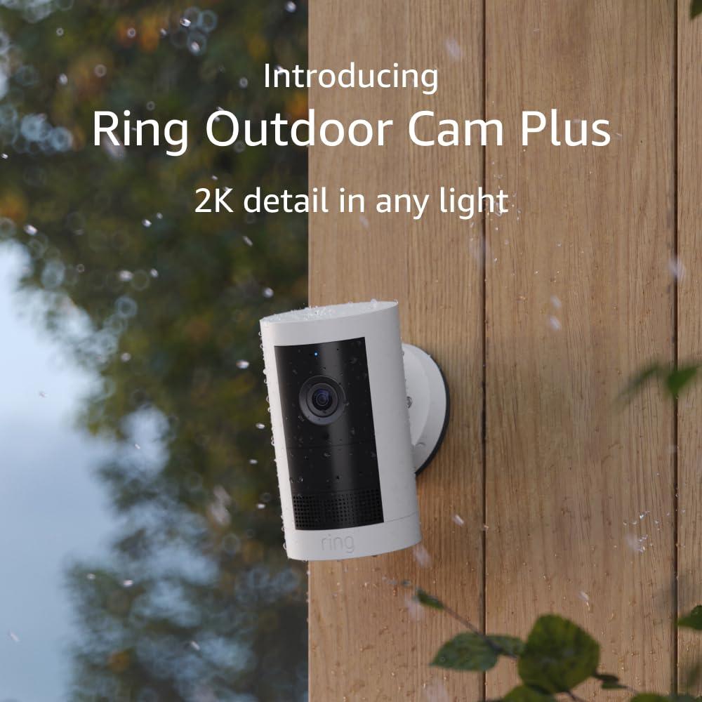 imageIntroducing Ring Outdoor Cam Plus PlugIn  2K Video with Ring Vision LowLight Sight for fullcolor night vision 247 Recording subscription required WhiteWhite
