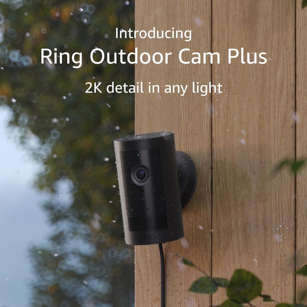 imageIntroducing Ring Outdoor Cam Plus PlugIn  2K Video with Ring Vision LowLight Sight for fullcolor night vision 247 Recording subscription required WhiteBlack