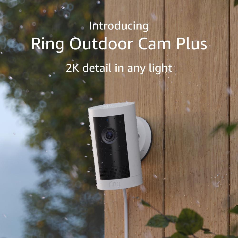 imageIntroducing Ring Outdoor Cam Plus PlugIn  2K Video with Ring Vision LowLight Sight for fullcolor night vision 247 Recording subscription required WhiteWhite