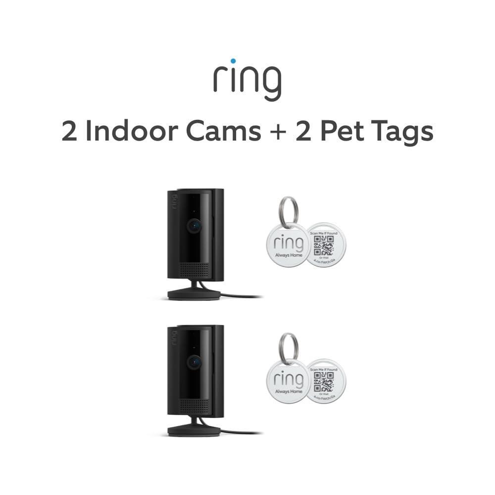 image2 Ring Indoor Cam 2nd Gen Black with 2 Ring Pet Tag