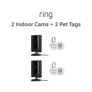 image2 Ring Indoor Cam 2nd Gen Black with 2 Ring Pet Tag