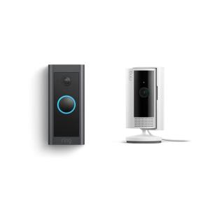 imageAllnew Ring Indoor Cam Black with Ring Video Doorbell WiredWhite