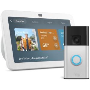 imageEcho Show 8 newest model with Ring Battery DoorbellGlacier White