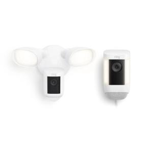 imageRing Floodlight Cam Pro with Ring Spotlight Cam Pro PlugIn White