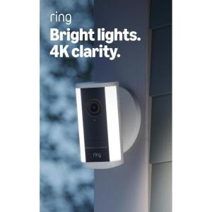 imageRing Spotlight Cam Pro Power over Ethernet Newest Model  Retinal 4K with wideangle video 10x Enhanced Zoom and 600 Lumen Spotlights White