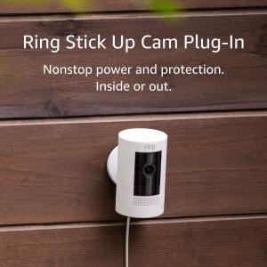 imageLikeNew Ring Stick Up Cam PlugIn HD security camera with twoway talk Works with Alexa  White Pack of 3