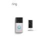 imageRing Indoor Cam Plus PlugIn Newest Model White with Battery Doorbell Satin Nickel
