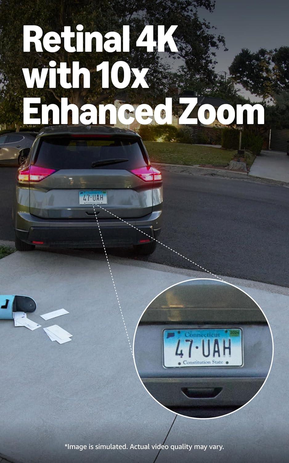 imageRing Outdoor Cam Pro PlugIn Newest Model White with Battery Doorbell Satin Nickel