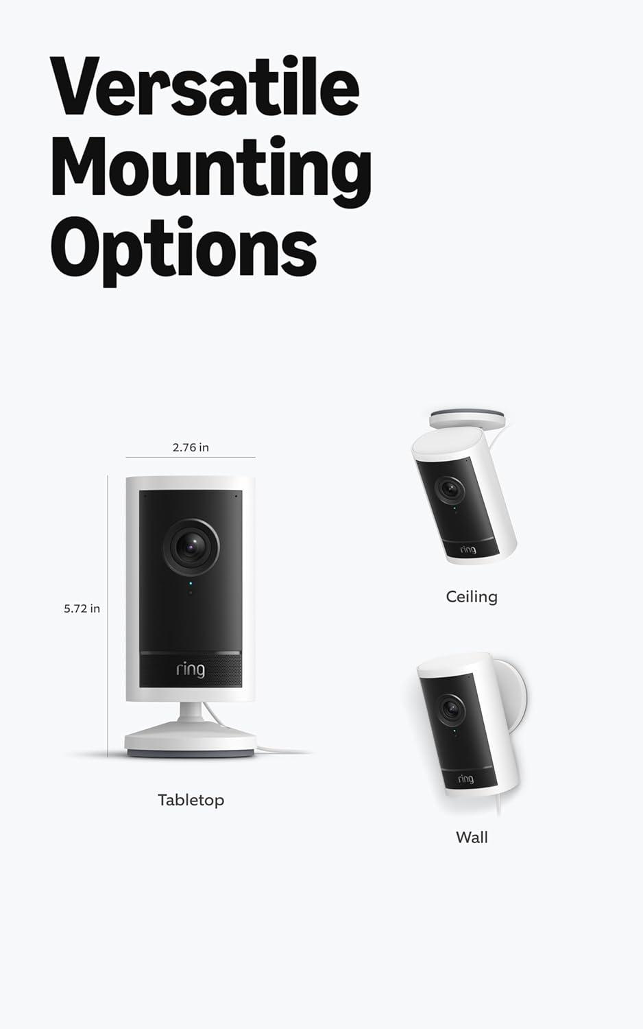 imageRing Outdoor Cam Pro PlugIn Newest Model White with Battery Doorbell Satin Nickel