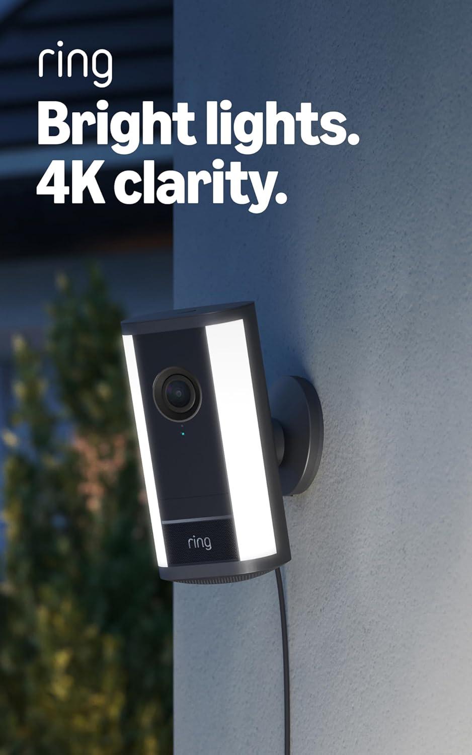 imageRing Spotlight Cam Pro Plugin Newest Model  Retinal 4K with wideangle video 10x Enhanced Zoom and 600 Lumen Spotlights 2pack WhiteBlack