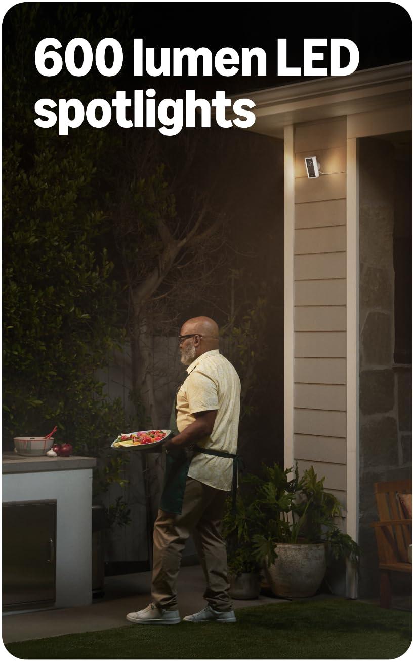 imageRing Spotlight Cam Pro Plugin Newest Model  Retinal 4K with wideangle video 10x Enhanced Zoom and 600 Lumen Spotlights 2pack WhiteBlack