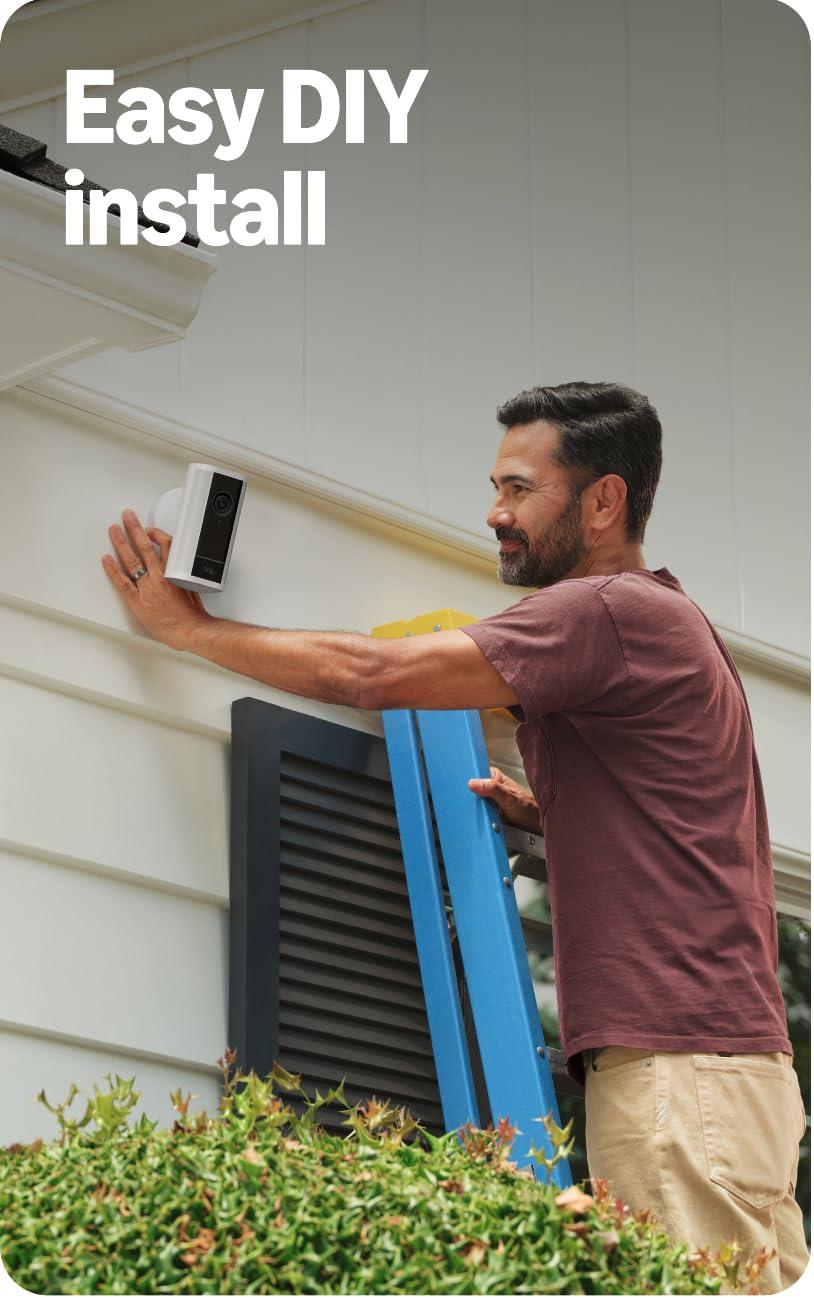 imageRing Spotlight Cam Pro Plugin Newest Model  Retinal 4K with wideangle video 10x Enhanced Zoom and 600 Lumen Spotlights 2pack WhiteBlack