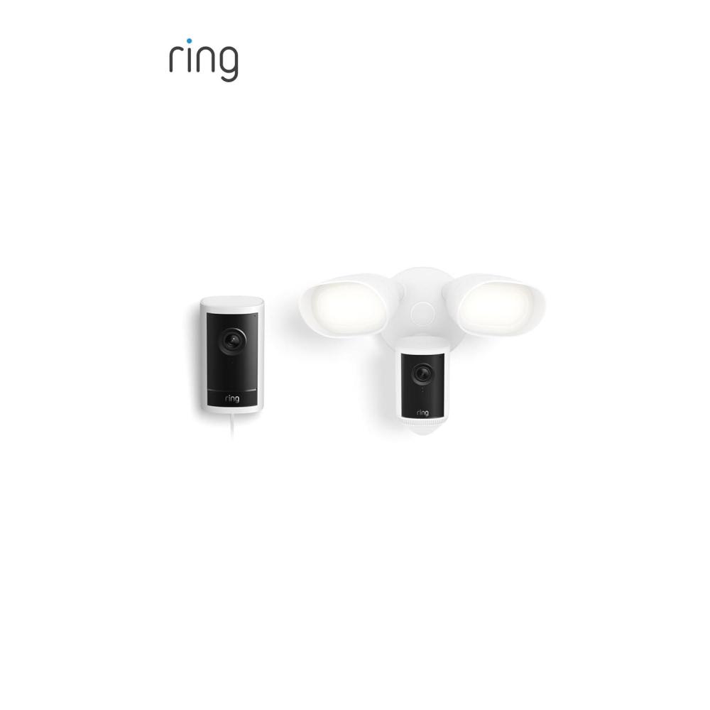 imageRing Outdoor Cam Pro PlugIn Newest Model White with Floodlight Cam Pro Newest Model White