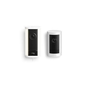 imageRing Spotlight Cam Pro PlugIn Newest Model White with Outdoor Cam Plus Battery White